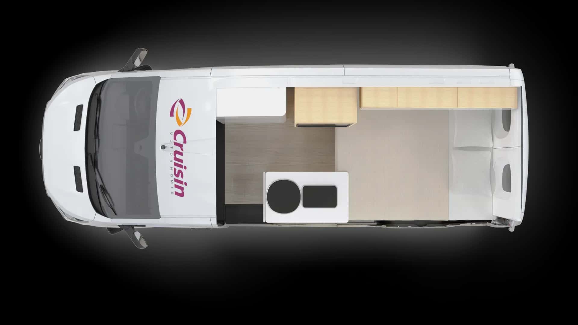 Australien, Cruisin Motorhomes, 2 Berth Hitop, floorplan nacht
