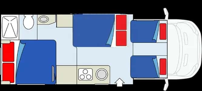 Kanada, CanaDream, Saver 4, Compact Moptorhome MHC, Layout Nacht