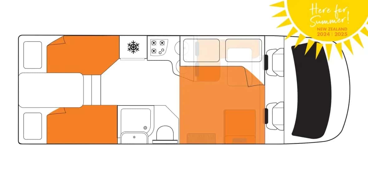 Neuseeland, Britz Rentals, Wanderer, Layout Nacht