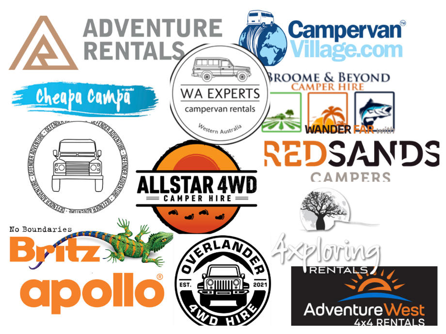 Logos der 13 verschiedenen 4WD-Anbieter der Camperoase