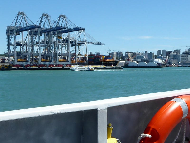 Blick auf den Hafen Auckland