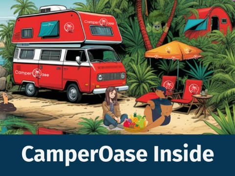 Camper in einer Oase