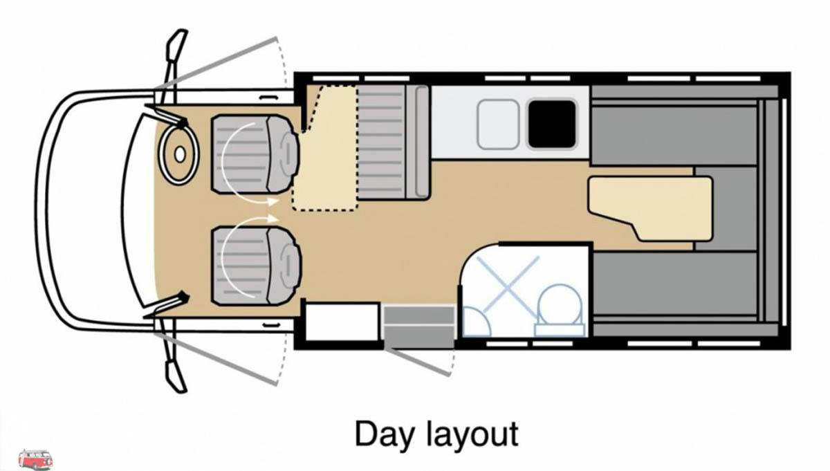 layout tag, GEM-4 Motorhome mieten, 4 Bett Wohnmobil Pacific Horizon, Pacific Horizon Wohnmobil, Wohnmobil mieten Neuseeland