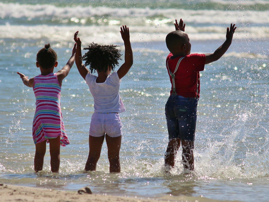 Kinder, spielen, Wasser, Strand